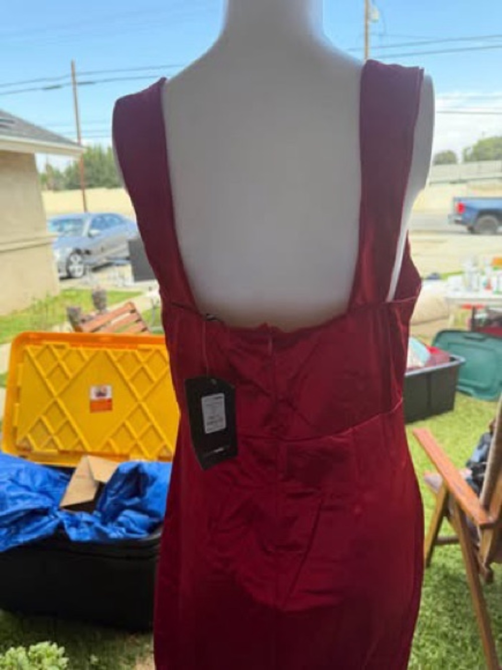 Fashion Nova Red Satin Maxi Slip Dress - Picture 2 of 4